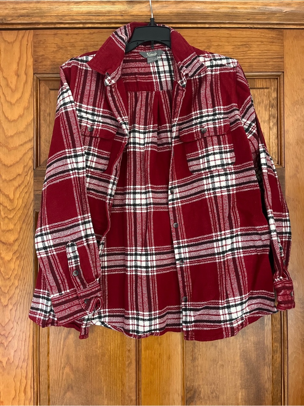 Natural Reflections Red and White Plaid Button-Down Shirt